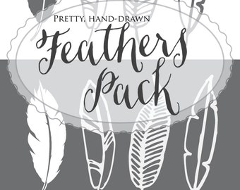 Feathers | shabby boho chic | rustic | whimsical | hand-drawn digital clip art overlay | hand-drawn sketch | great for DIY invitations