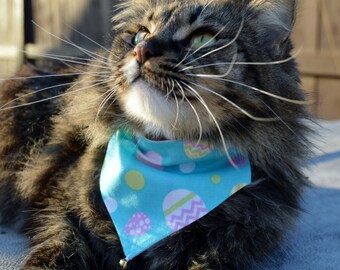 2 Easter cat bandanas, Set of 2 Reversible slip over collar cat Bandana, Cat costume, Charlie Brown Easter cat, holiday cat bandana, cat tie