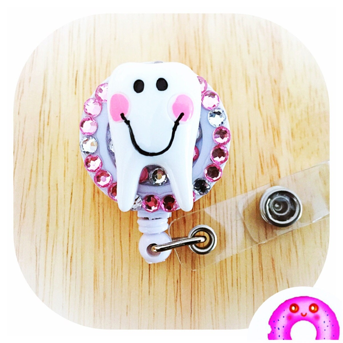 Dentist Badge Tooth Badge Holder Bling Retractable Badge
