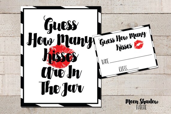 Printable Guess How Many Kisses Game Bridal Shower Game