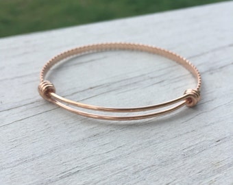 BULK PICK QUANTITY - Rose Gold Bracelet - Rose Gold Bangles - Twisted Stainless Steel Bracelet - Braided Stainless Expandable - Wire Bangles