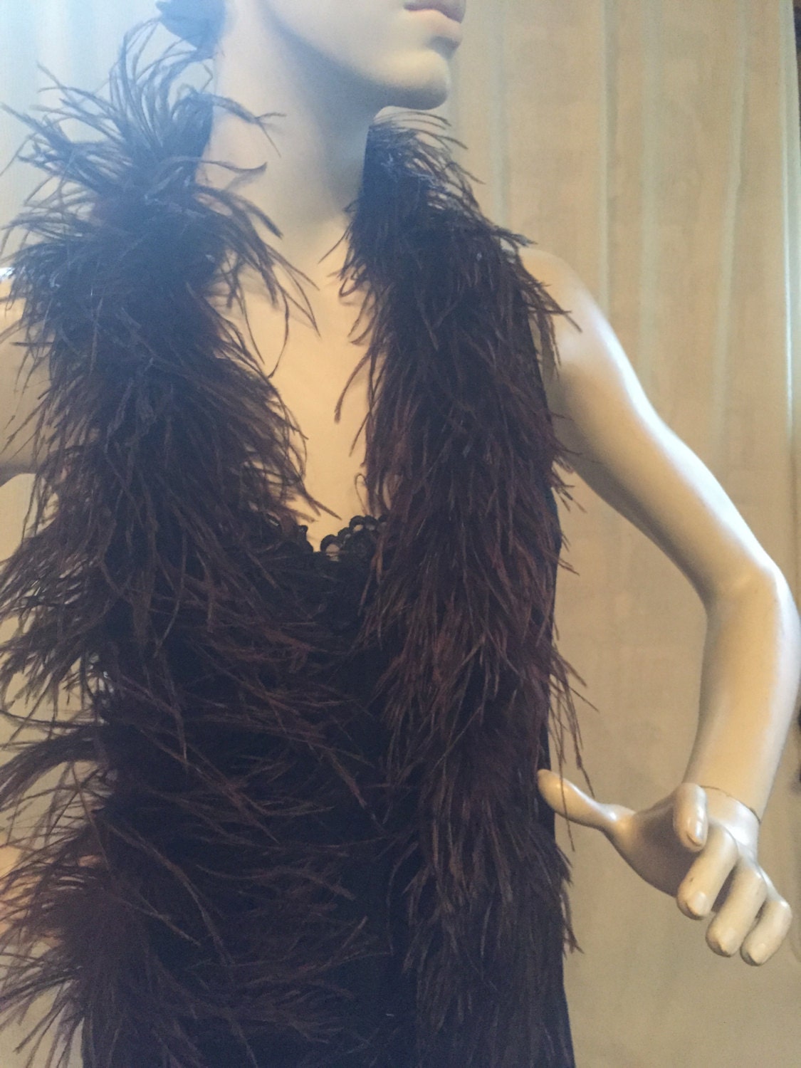 Vintage 1920’s Inspired Genuine Feather Boa Chocolate Brown Haute Juice