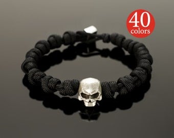 Paracord skull - Skull paracord bracelet with big 15 mm skull. Stylish tactical bracelet, 400 possible color combinations!