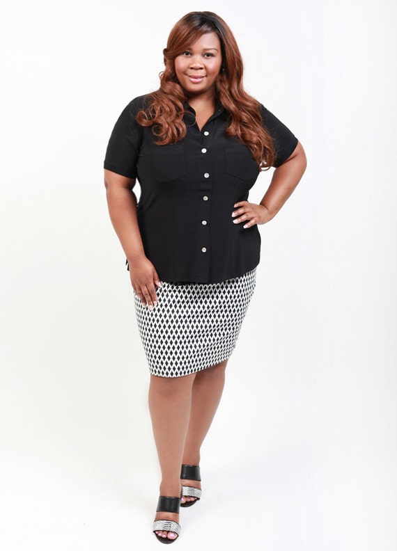 Chrissa Plus Size Pencil Skirt Curvy Cotton Summer by TielDorein