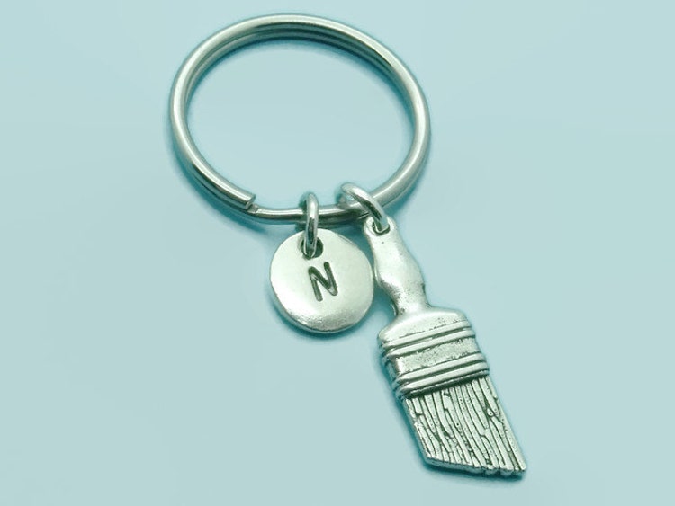 Paint brush charm initial keyring / by YoursSincerelyDesign
