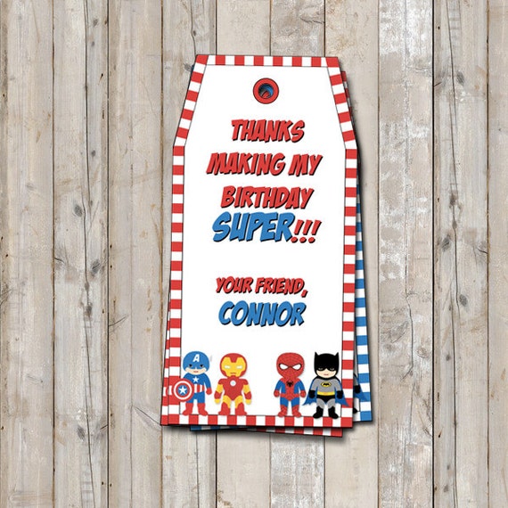 Superhero thank you tag personalized for your by NiteLiteDesign