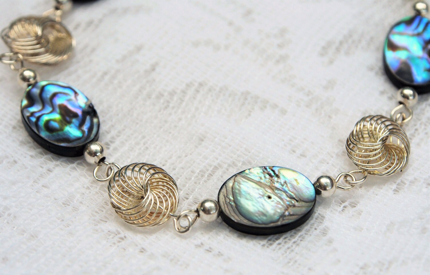 Abalone shell bracelet Paua shell bracelet with silver