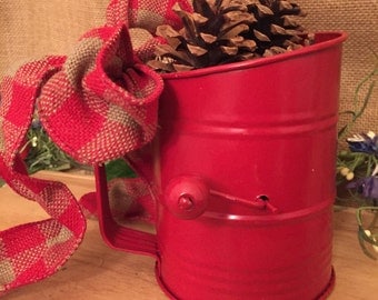Vintage Kitchen Flour Sifter with pinecones