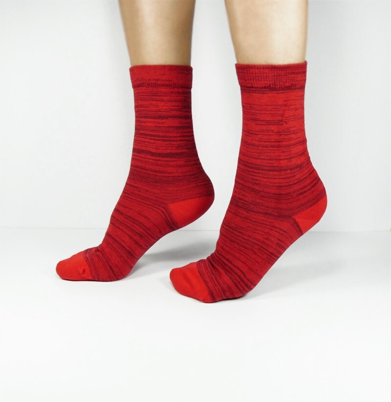 Women Socks Ankle Socks Quirky Red Colourful Cotton by NiftySox