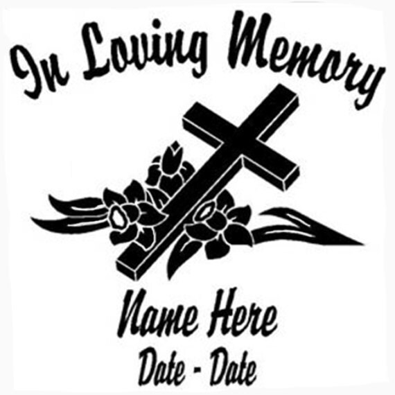 Personalized Christian Memorial Cross with Flowers Vinyl Decal