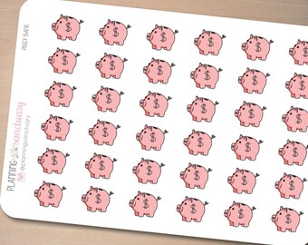 Piggy Bank | Savings | Money | Payday Reminder Planner Stickers Perfect for Erin Condren, Kikki K, Filofax and all other Planners