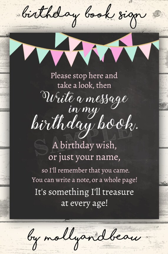 Sign My Birthday Book Birthday Guest Book Sign by MollyandBeau