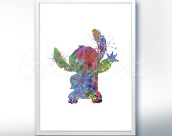Disney Lilo and Stitch Watercolor Poster Print - Watercolor Painting - Watercolor Art - Kids Decor- Nursery Decor