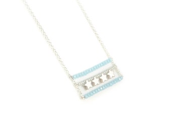 Chicago Flag Necklace, Sterling Silver necklace, Unique Necklace, Chicago Pride, Chicago Gift Jewelry, Chicago Jewelry, Handmade