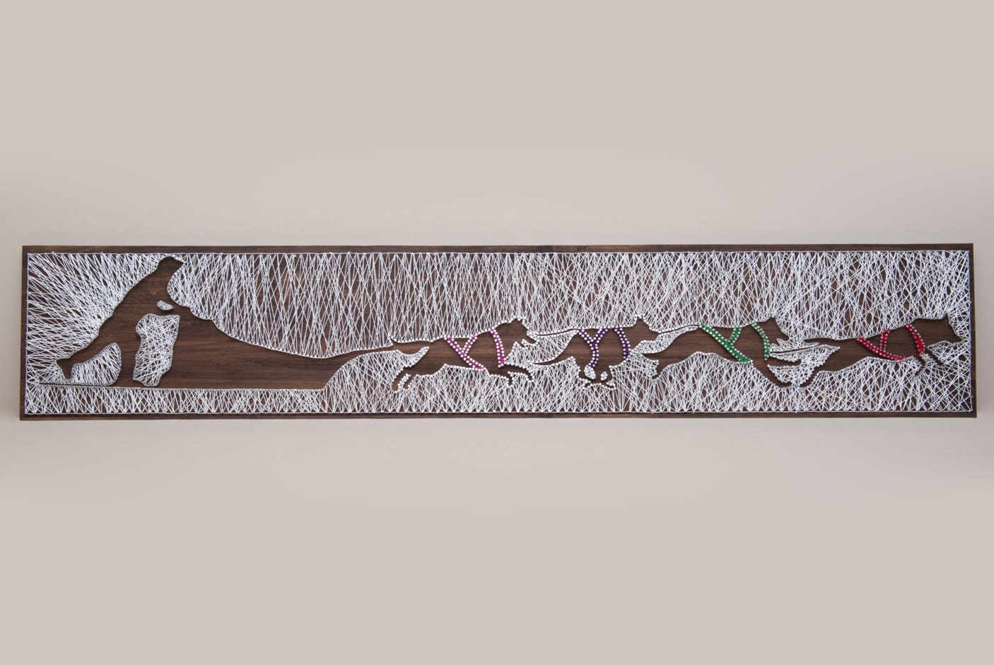 10x60 inch Sled Dog String Art