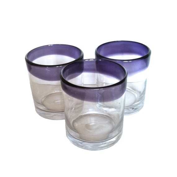 Vintage Low Ball Glasses Hand Blown Low Ball by SunflowerRetroKS