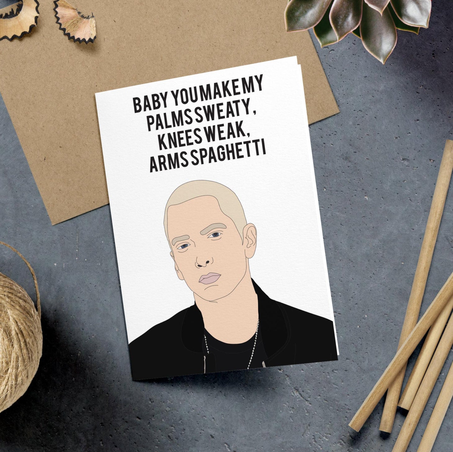 Eminem Arms Spaghetti Funny Valentines Day Card Anniversary