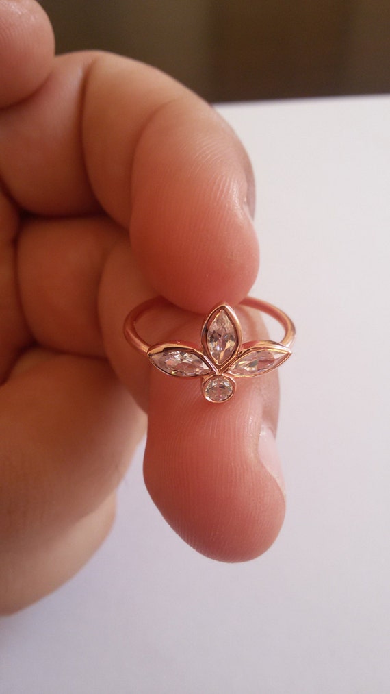 Tiara Rose Gold Ring Gold ring Marquise Rose Gold by EloraJewelry