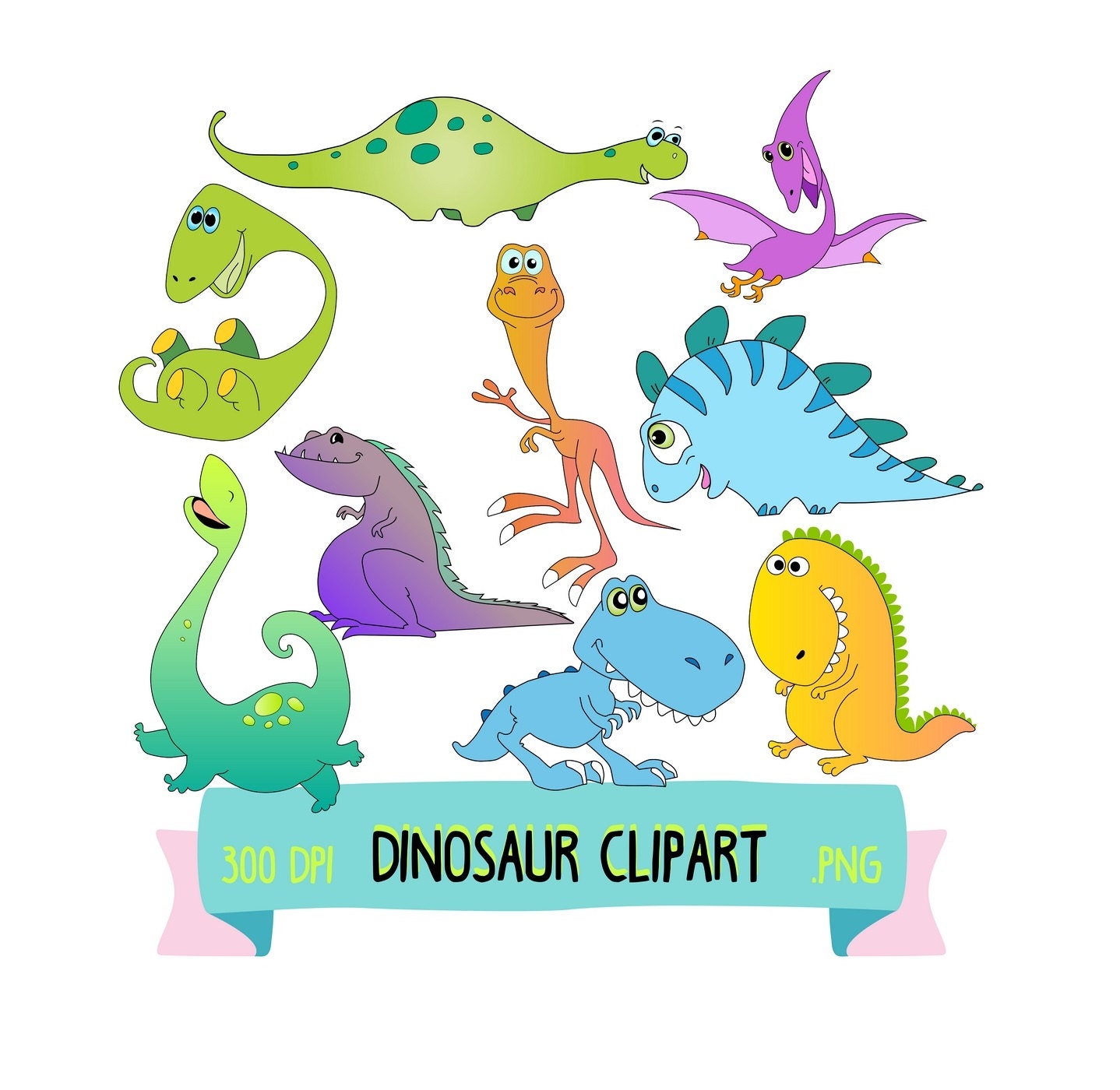 DINOSAUR clipart Funny Dinosaur Clip Art by FunClipArtStudio