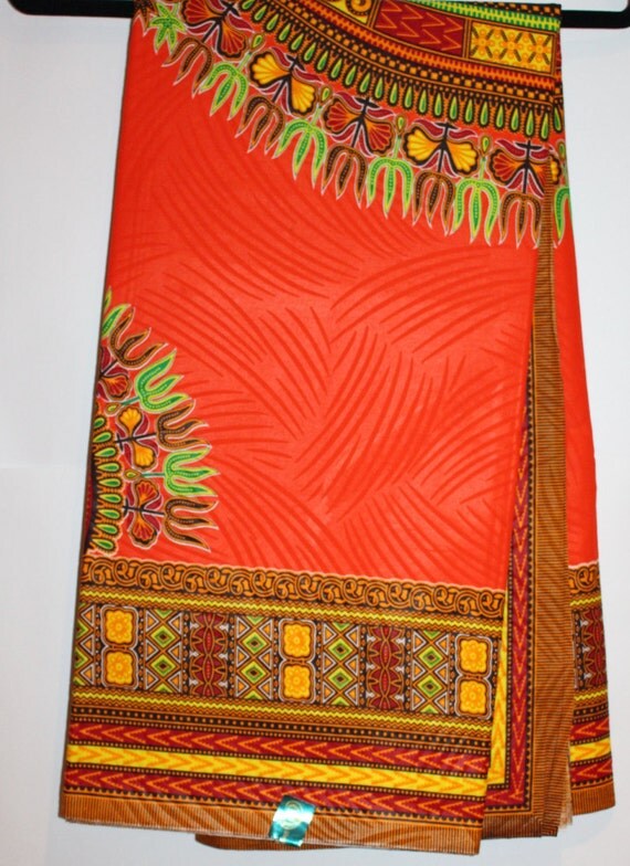 Orange Dashiki fabric Ankara fabric African Wax Print