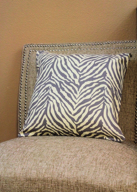 Gray Zebra Pattern Throw Pillow Cover
