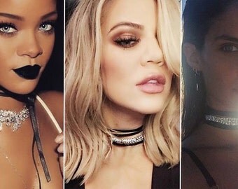 Diamond Choker Black Choker Celebrity Necklace Crystal Choker Rhinestone Choker Triple Choker Double Wrap Choker Suede Choker Suede Wrap