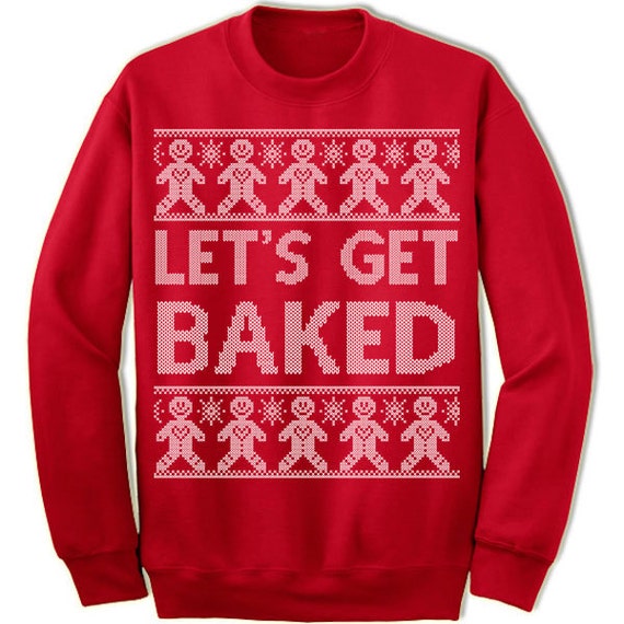 Lets Get Baked Christmas Sweater Gingerbread Man 7954