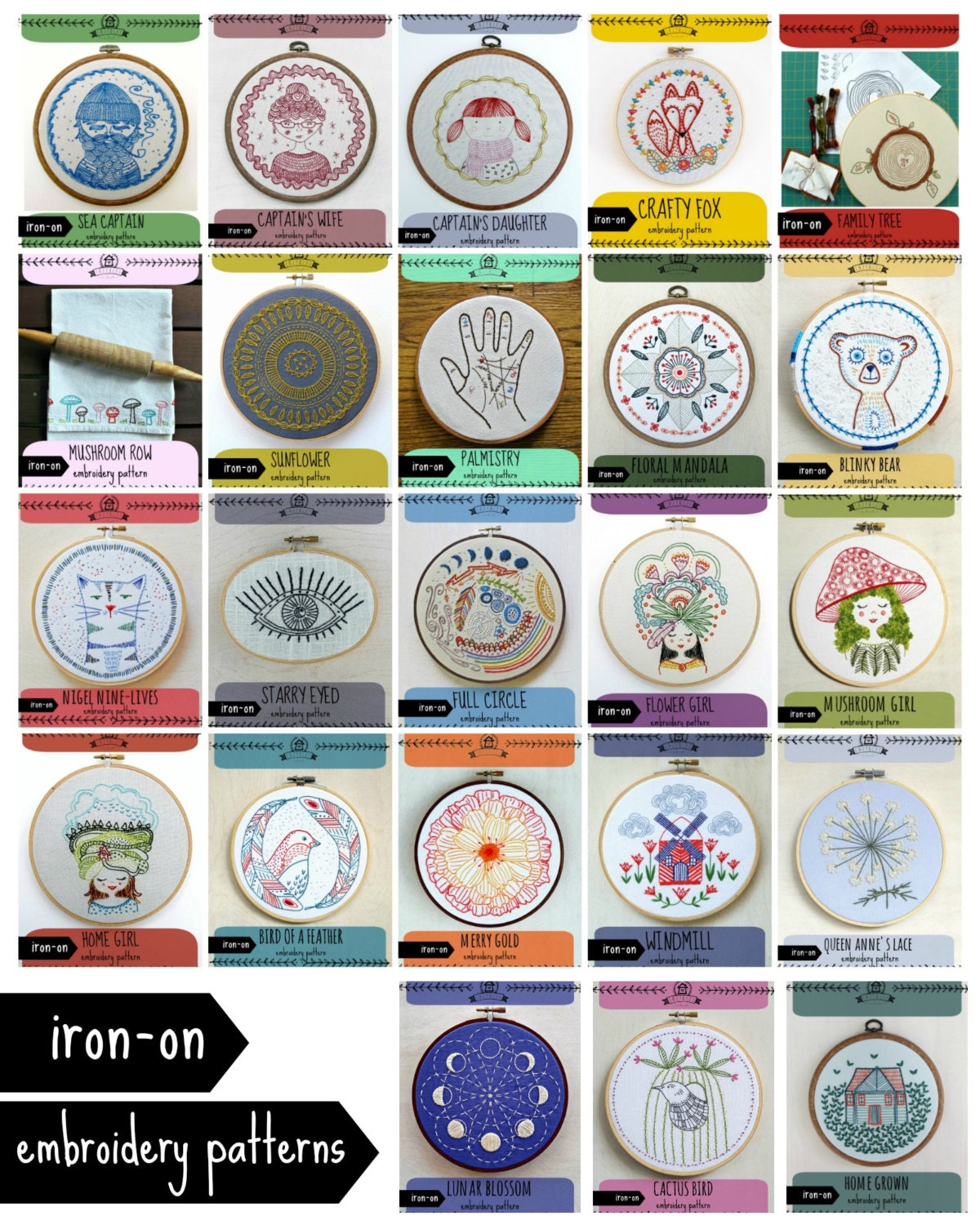 IRON-ON transfer embroidery patterns DIY craft iron on by cozyblue