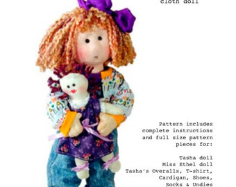 Cloth doll pattern - 14 inch cloth rag doll sewing - Tasha PDF pattern