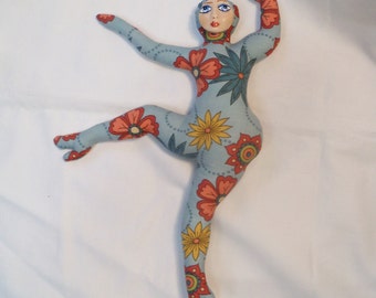 Big Girls Can DANCE cloth art doll form w/face cab 12 in. tall You finish her Bead Decorate