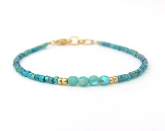 Turquoise Bracelet, Seed Bead Bracelet, Friendship Bracelet, Summer Jewelry, Ocean Blue, Yoga Bracelet, Turquoise Bridesmaid, Blue Wedding