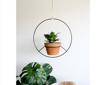 Black Metal Hanging Planter, Metal Plant Hanger, Modern Planter, Round Planters, Mid Century Plant Holder, Minimalist Planter, Boho Home