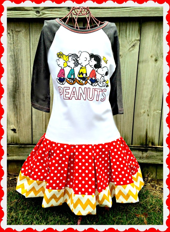 girls Peanuts dress Charlie Brown Snoopy by BlossomBlueBoutique