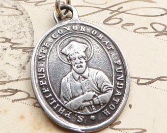 St Philip Neri / Queen of Angels Medals - Antique Reproduction
