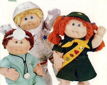 Butterick 401 Cabbage Patch Kids Clothes Girl Scout Medical Doctor Scrubs Astronaut Spaceman Uncut Vintage Sewing Pattern 1986