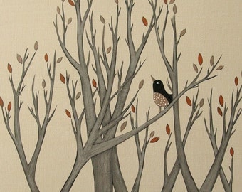 Magic Forest - Archival 8x8 Print - Contemporary Bird Painting - Modern Nursery Art - by Natasha Newton