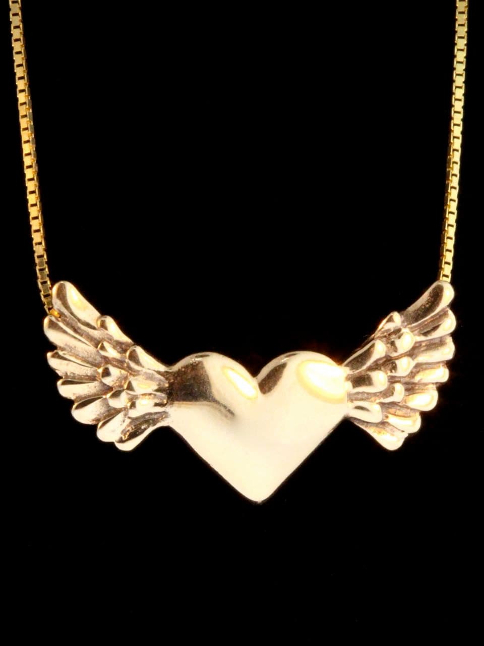 Flying Heart Necklace Gold Angel Winged Heart Pendant