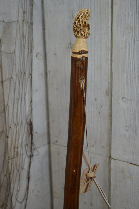 Walking Stick Morel Mushroom Carving Functional Art Hand