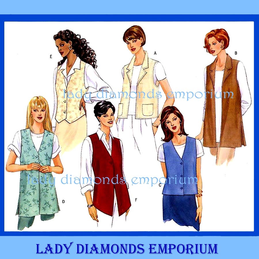 Butterick 5888 Womens 2 Hour Vests in 6 Styles size 14 16 18