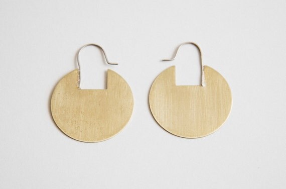 Rae Hoops Large or Small Brass Circle Earrings