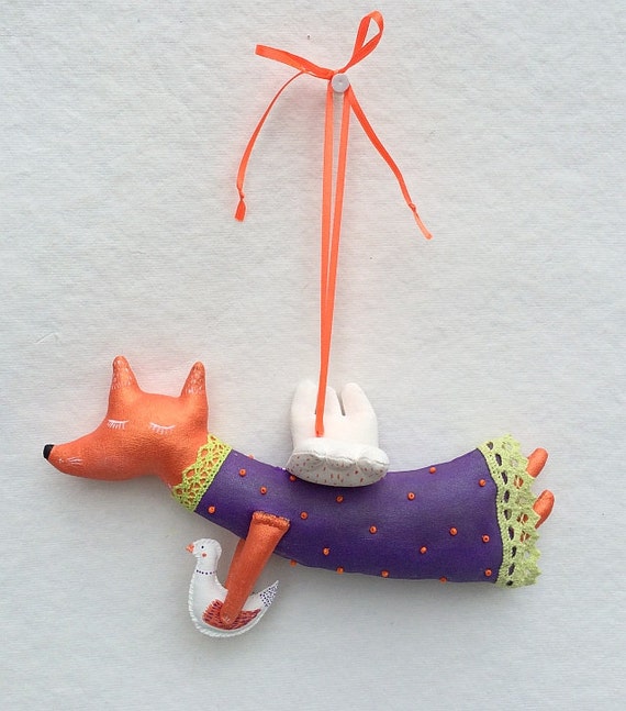 mobile ornament for christmas tree angel fox hand painted mobile ornament for christmas tree angel fox hand painted