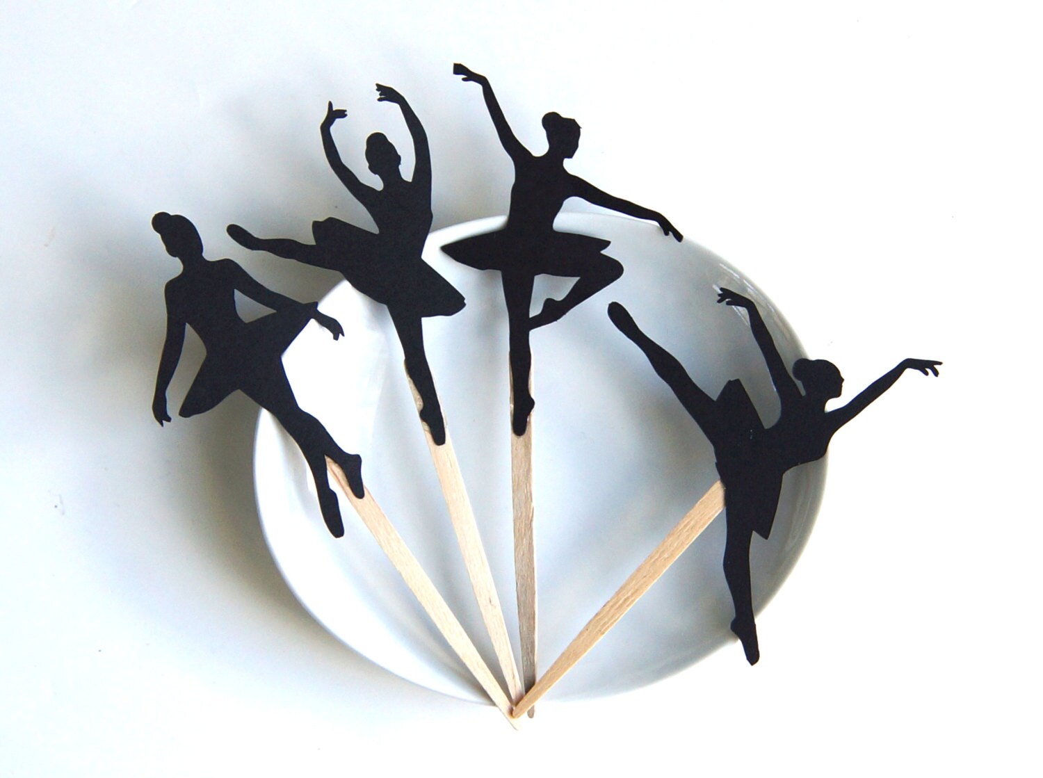 Ballerina Cupcake Toppers . Ballet Dancer Silhouette Party