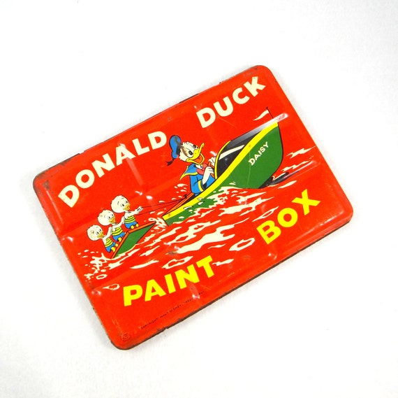 donald duck paint box tin from the 1960s. rare vintage