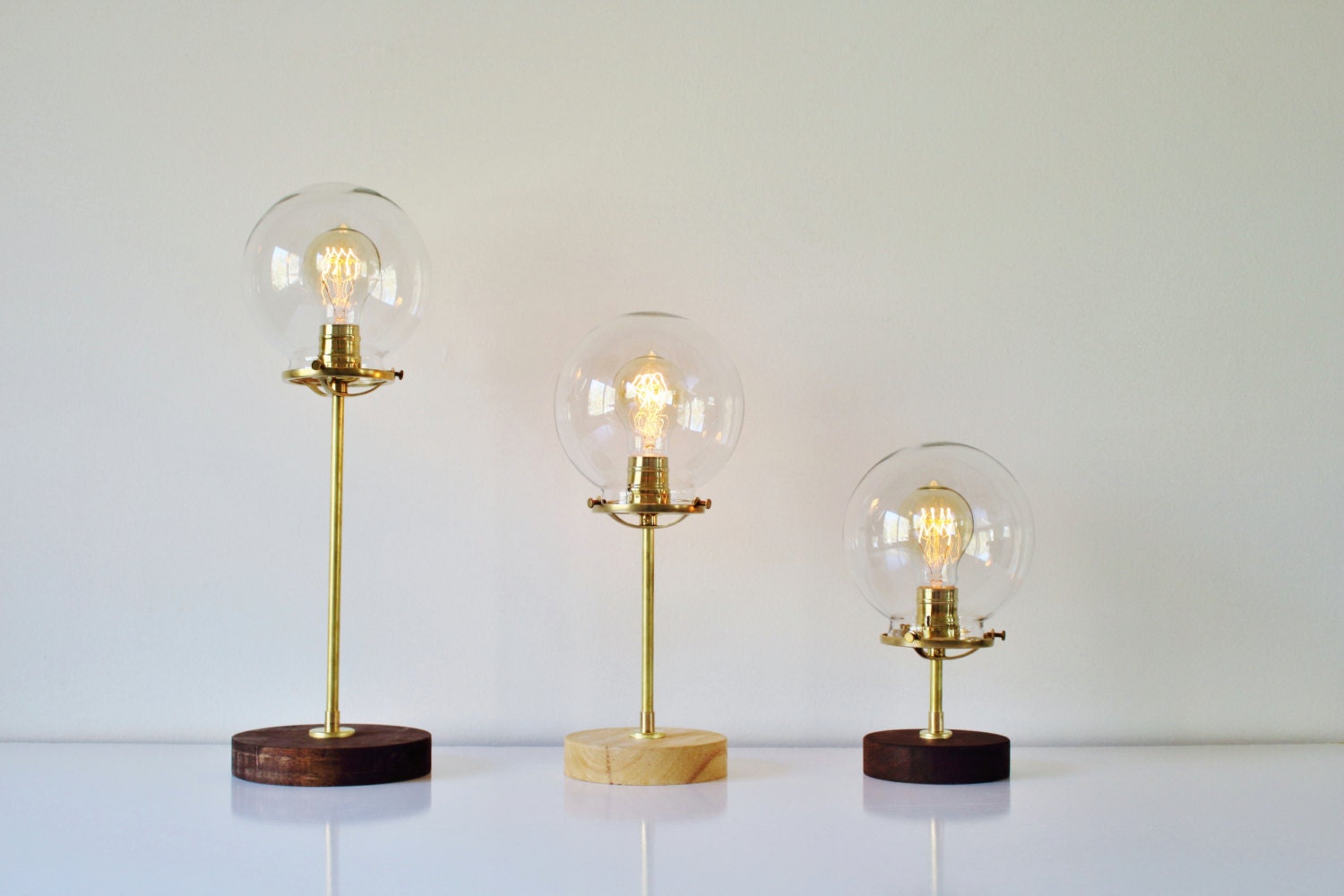 brass globe table lamp