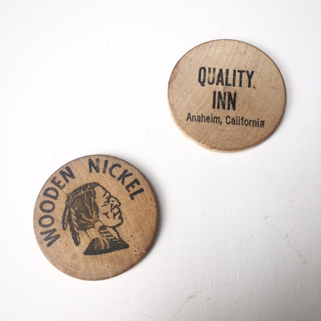 Vintage Wooden Nickels from Quality Inn / Anaheim CA Set of