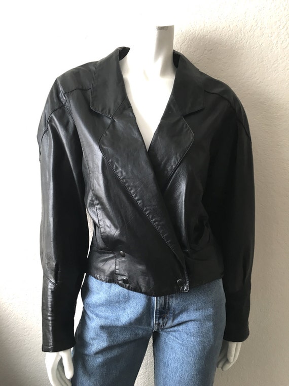Vintage Women's 80's Black Leather Jacket Fully Lined