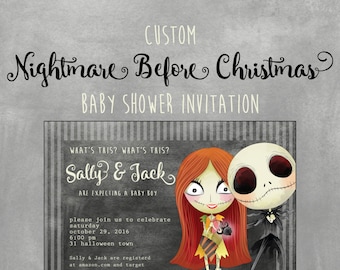 Nightmare Before Christmas Baby Shower Invitation, Custom Jack Skellington Party, 5x7 Shower Invites