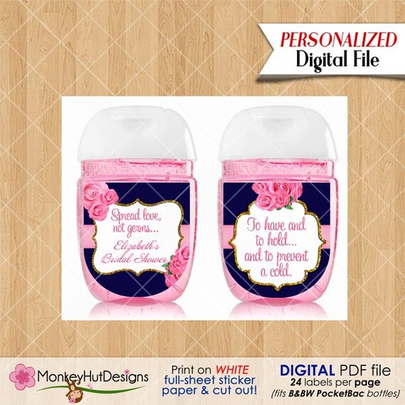 Mini Hand Sanitizer Favors Pocketbac Labels Bridal Shower