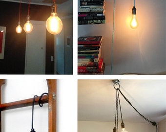 Pendant light | Etsy - Pendant Light - Any Color - Pendant Lamp Hardwired or Plug In Light Vintage  Antique Cord Pendant Lighting - Hangout Lighting