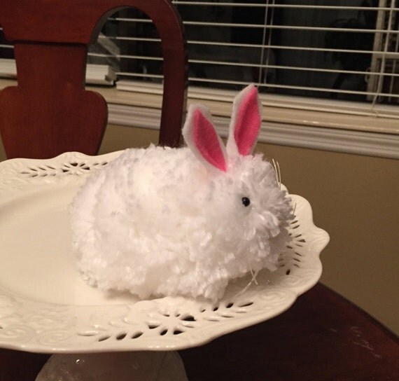 Easter bunny made with soft yarn approx 3 4